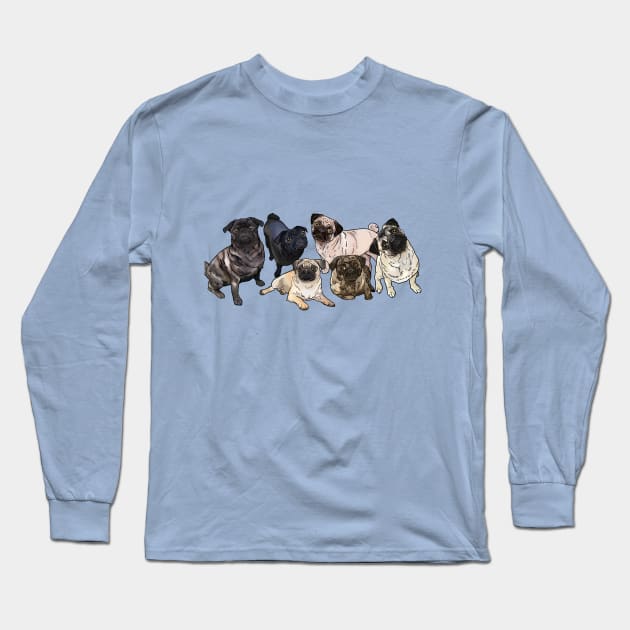 Grumble of Six! Long Sleeve T-Shirt by FivePugs